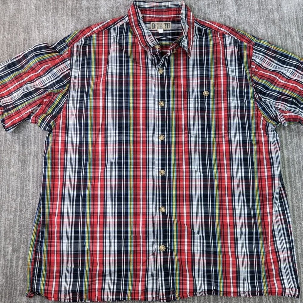 Duluth Trading Co Short Sleeve Button Shirt Mens XL Multicolor Plaid 100% Cotton